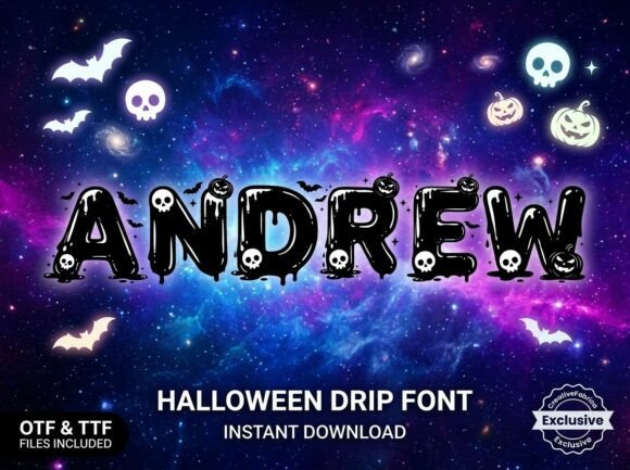 Andrew: A Playful, Melting Display Typeface for Spooky Season