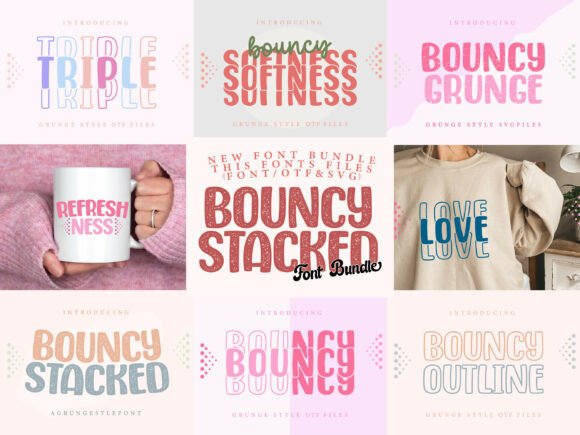 Bouncy Stacked: A Grunge Display Typeface with Warmth and Grit