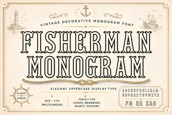 Fisherman Monogram: A Vintage Display Font That Anchors Digital Branding