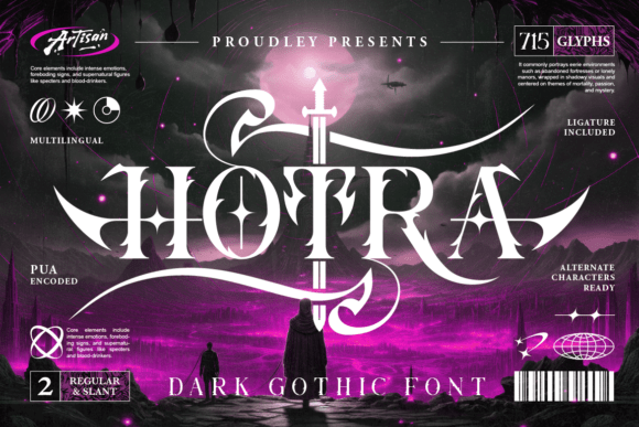 Hotra: A Gothic Display Font for Editorial Mood and Moment